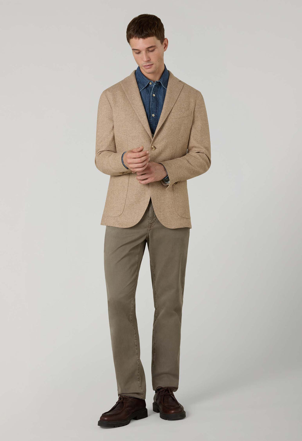 Beige blended Wool Silk K-Jacket