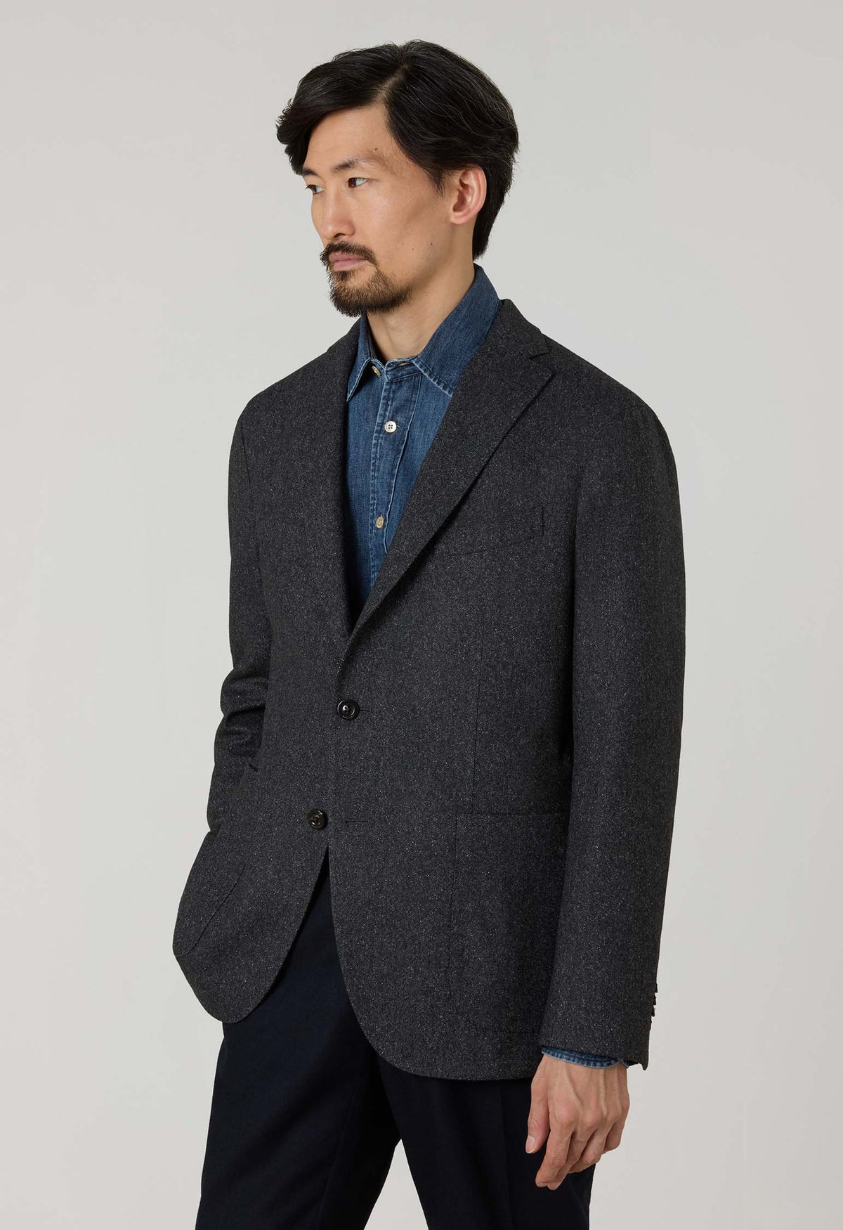 K-Jacket in misto lana e seta grigio scuro