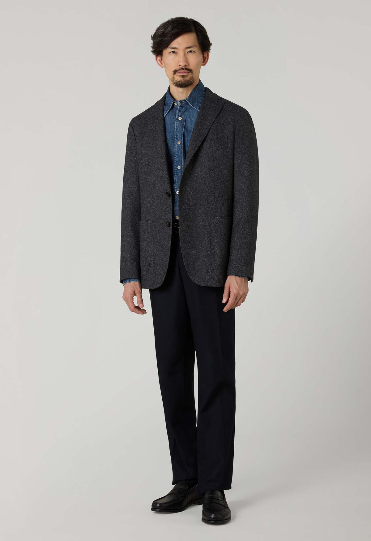 K-Jacket in misto lana e seta grigio scuro