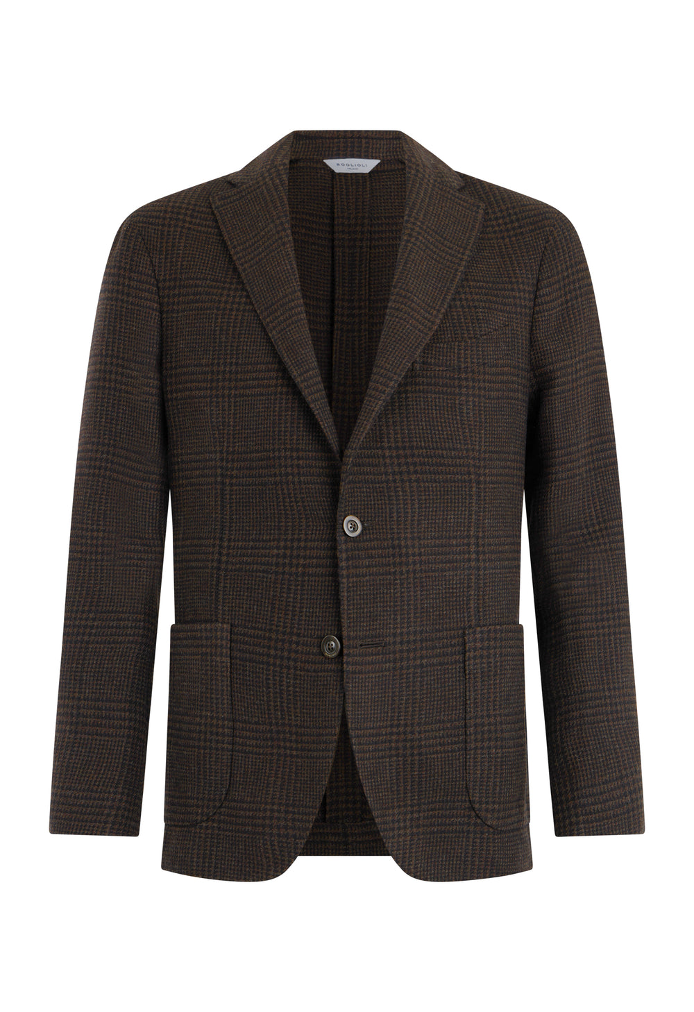 Brown Prince of Wales Soft Wool Cashmere blend K-Jacket