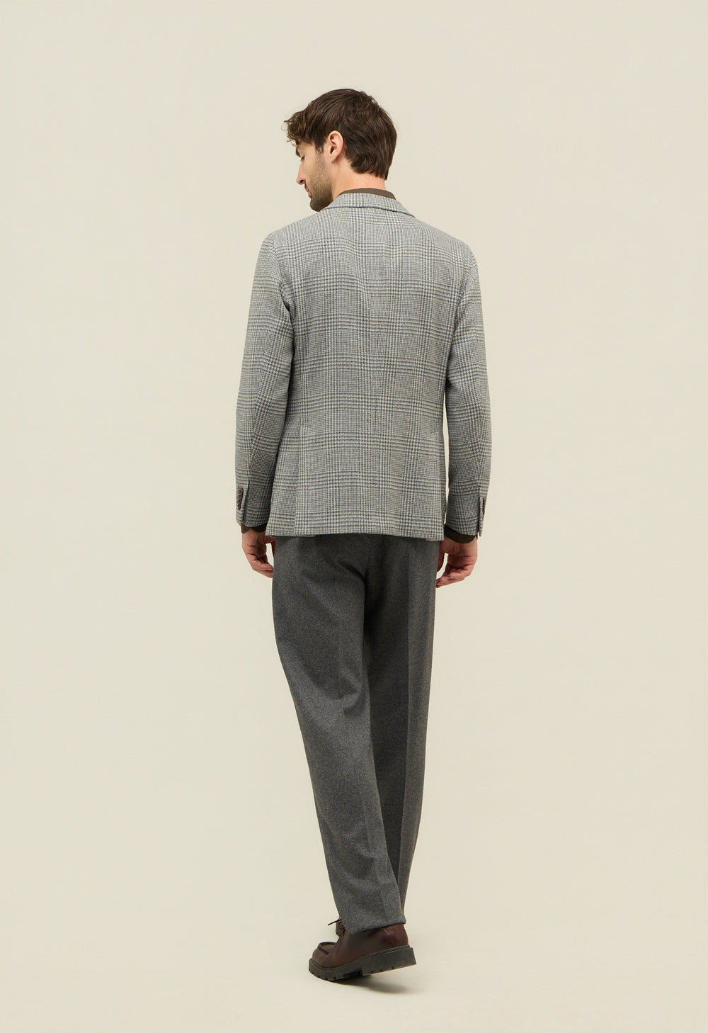 Grey Prince of Wales Soft Wool Cashmere blend K-Jacket