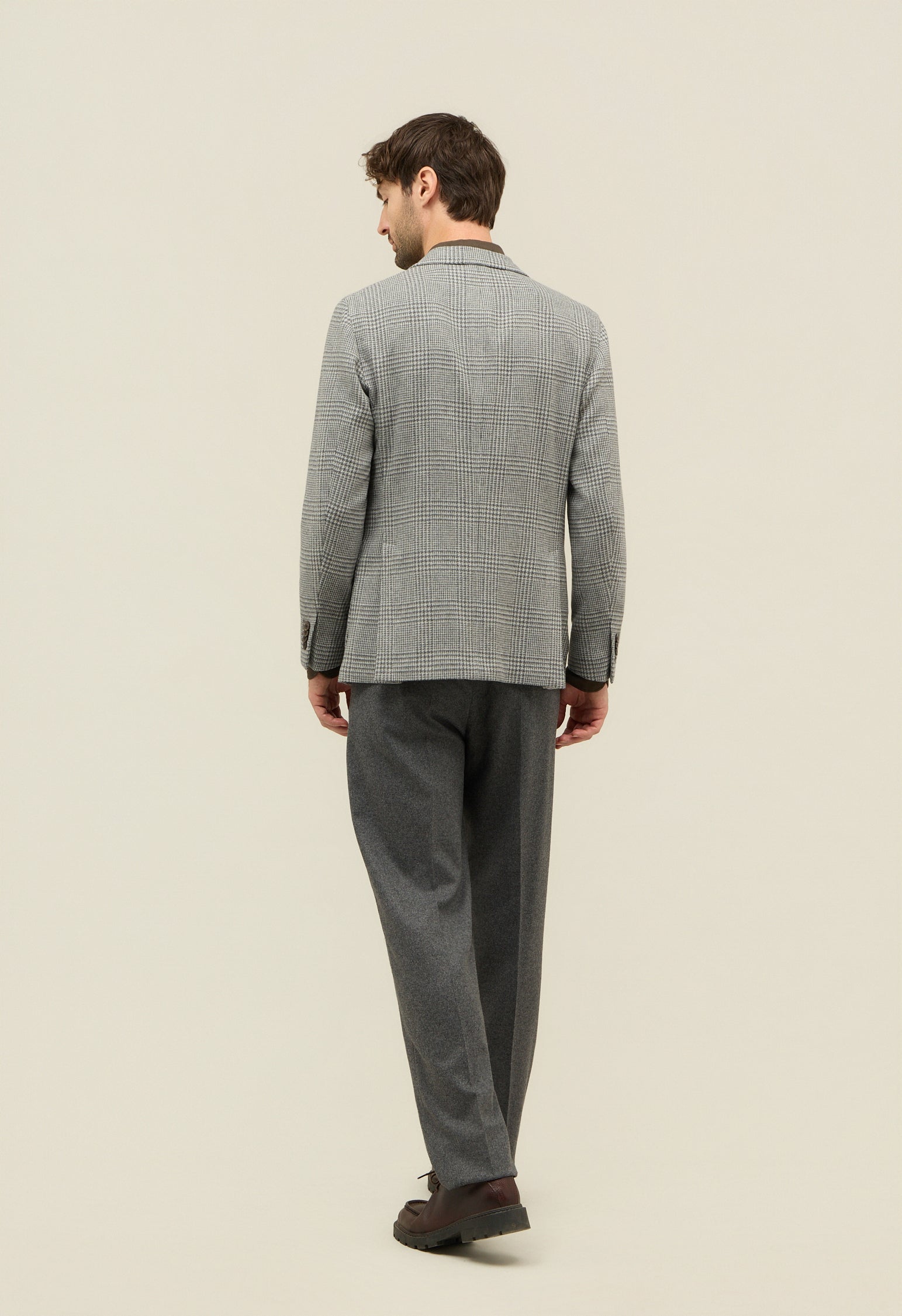 Grey Prince of Wales Soft Wool Cashmere blend K-Jacket