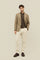 Beige Prince of Wales Wool blend K-Jacket