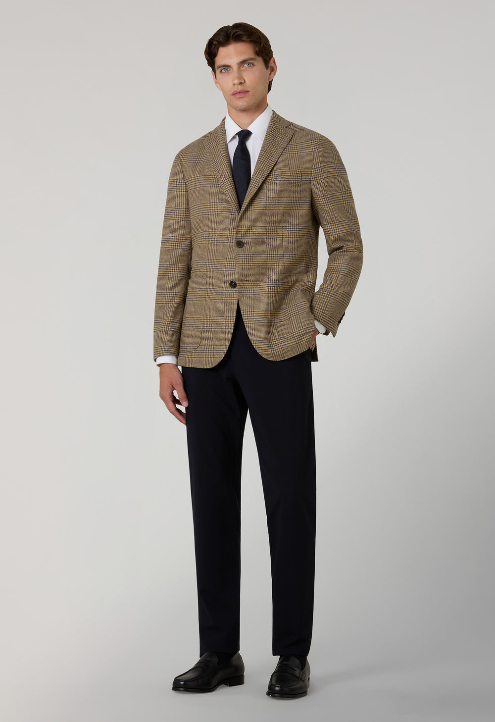 Beige Prince of Wales Wool blend K-Jacket
