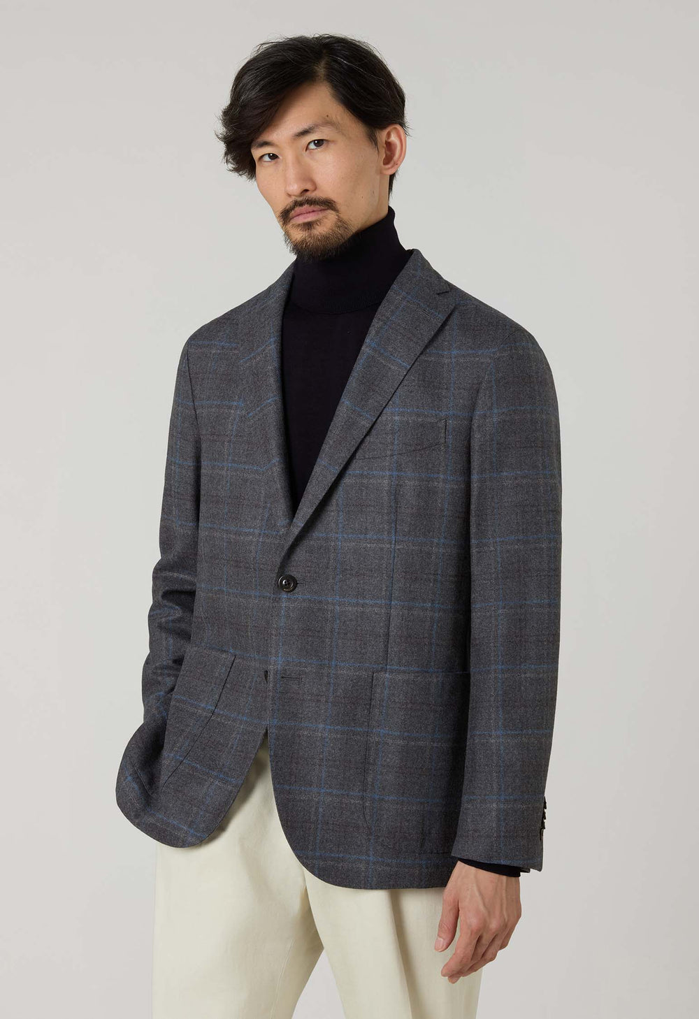 K-Jacket in lana a quadri grigia