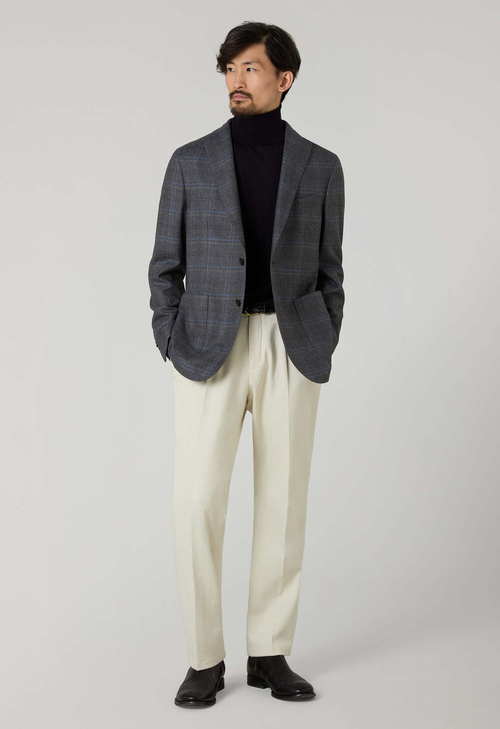 K-Jacket in lana a quadri grigia