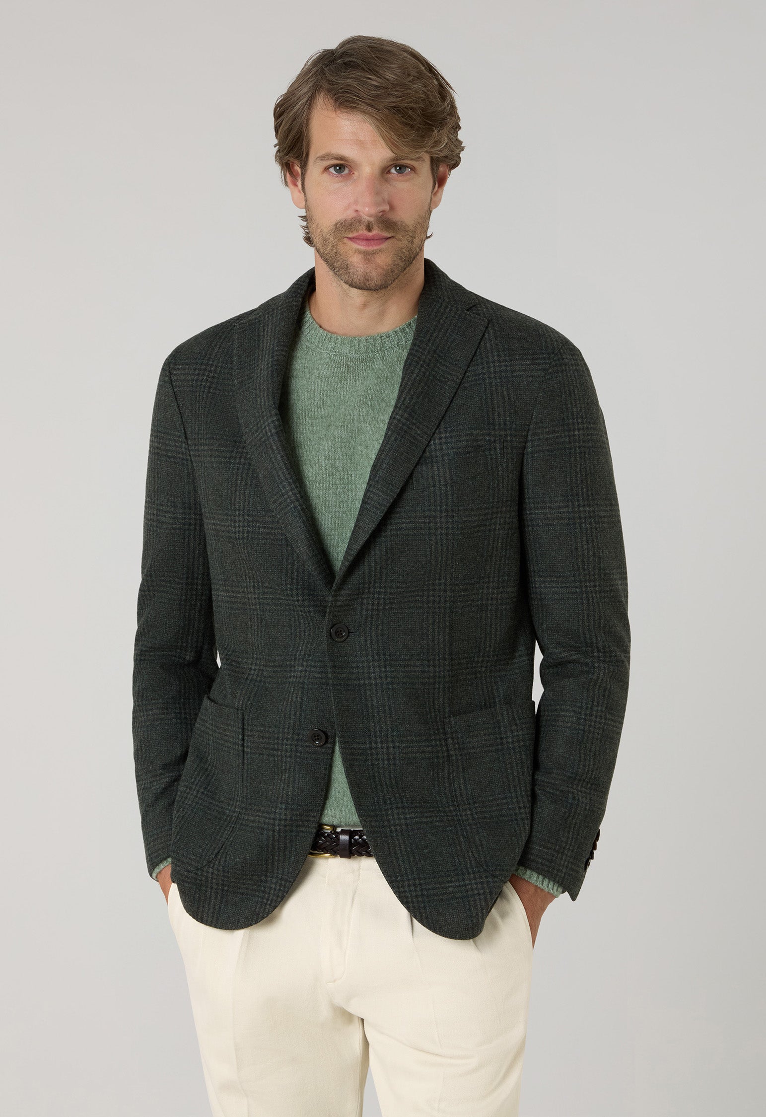 Grüne K-Jacket aus weichem Glencheck-Flanell