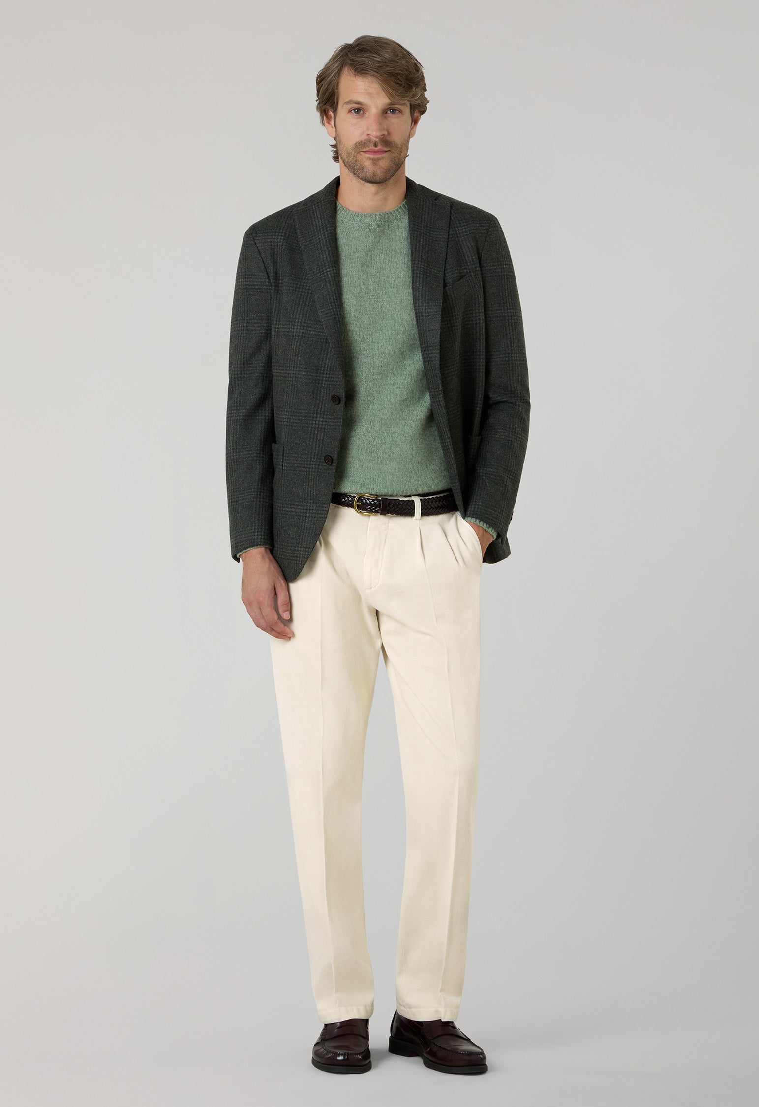 Grüne K-Jacket aus weichem Glencheck-Flanell