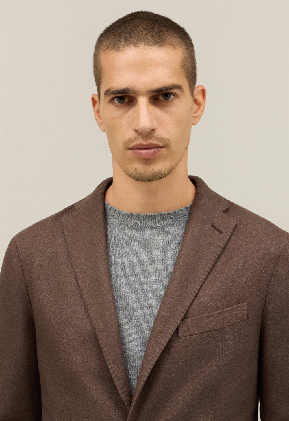 Brown Garment Dyed Wool K-Jacket