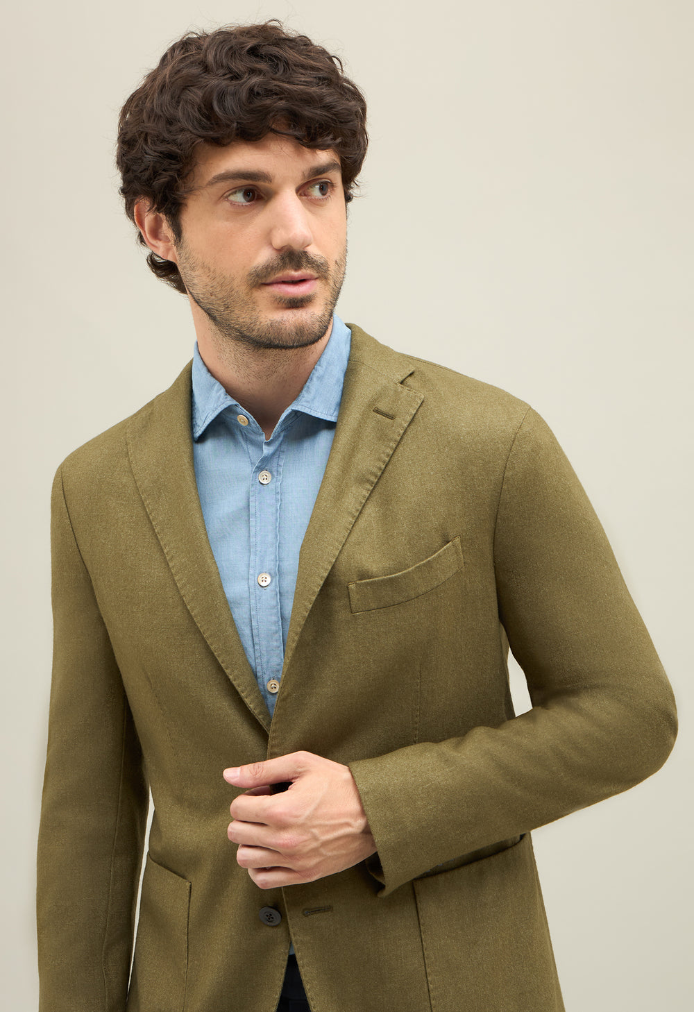 Green Garment Dyed Wool K-Jacket