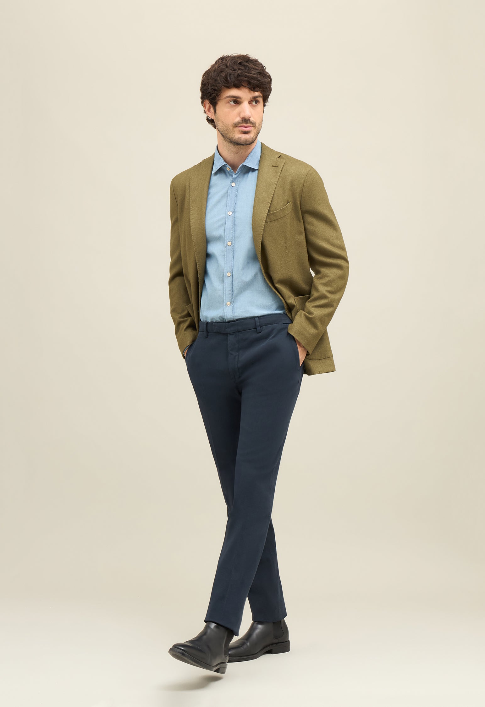 Green Garment Dyed Wool K-Jacket