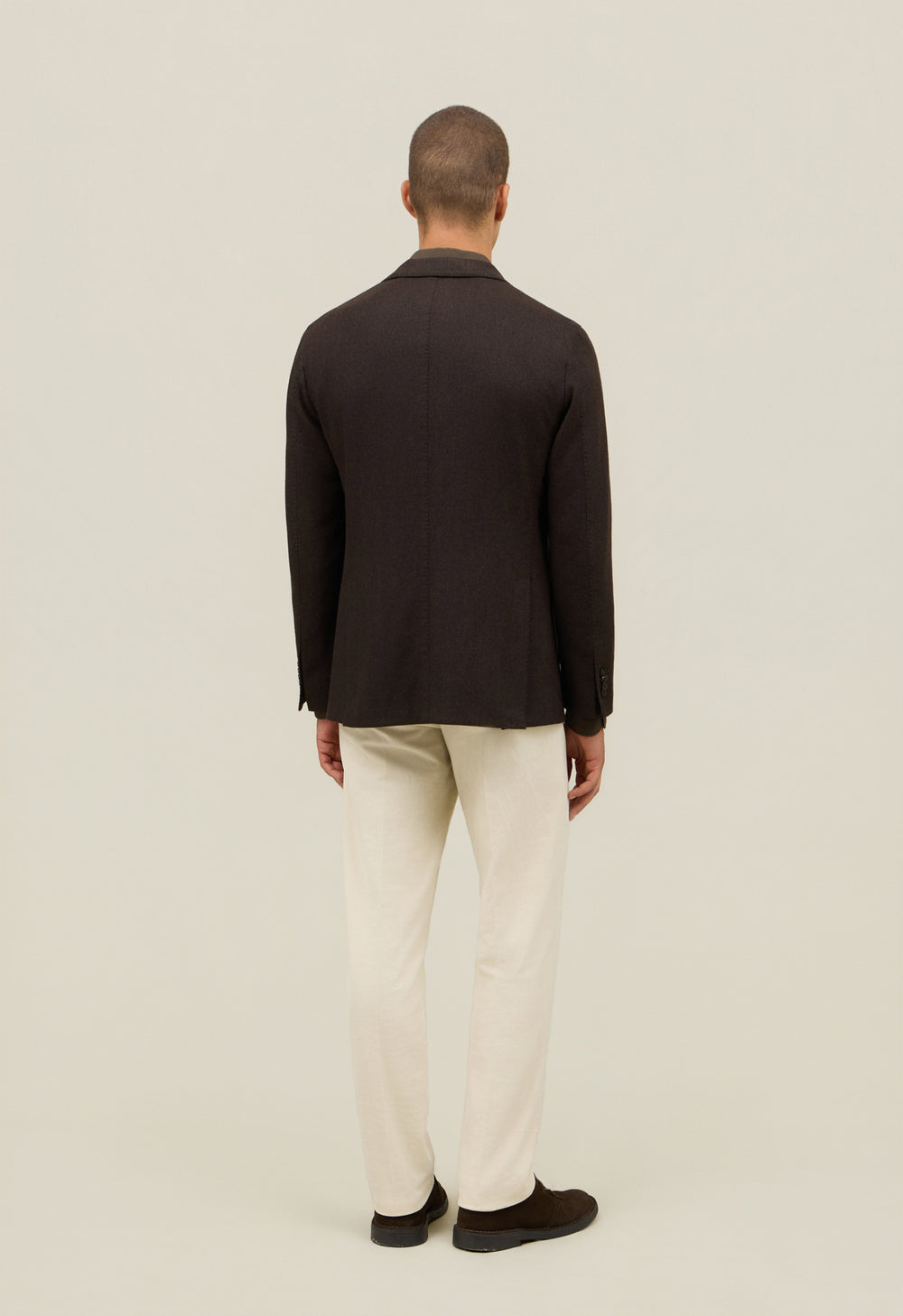 Brown Garment Dyed Wool Herringbone K-Jacket