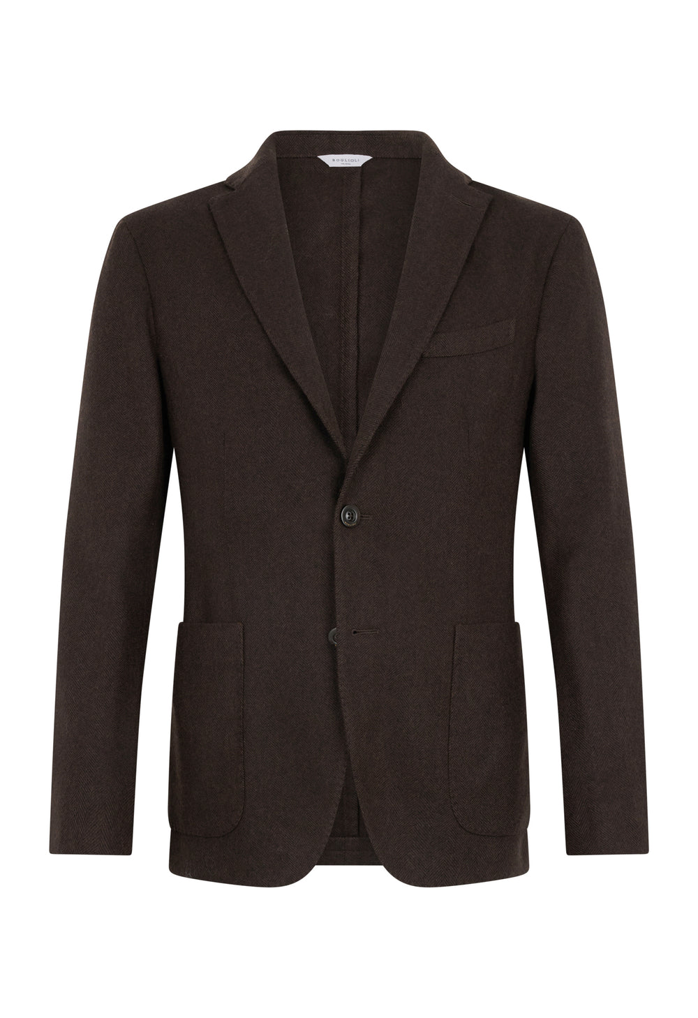 Brown Garment Dyed Wool Herringbone K-Jacket