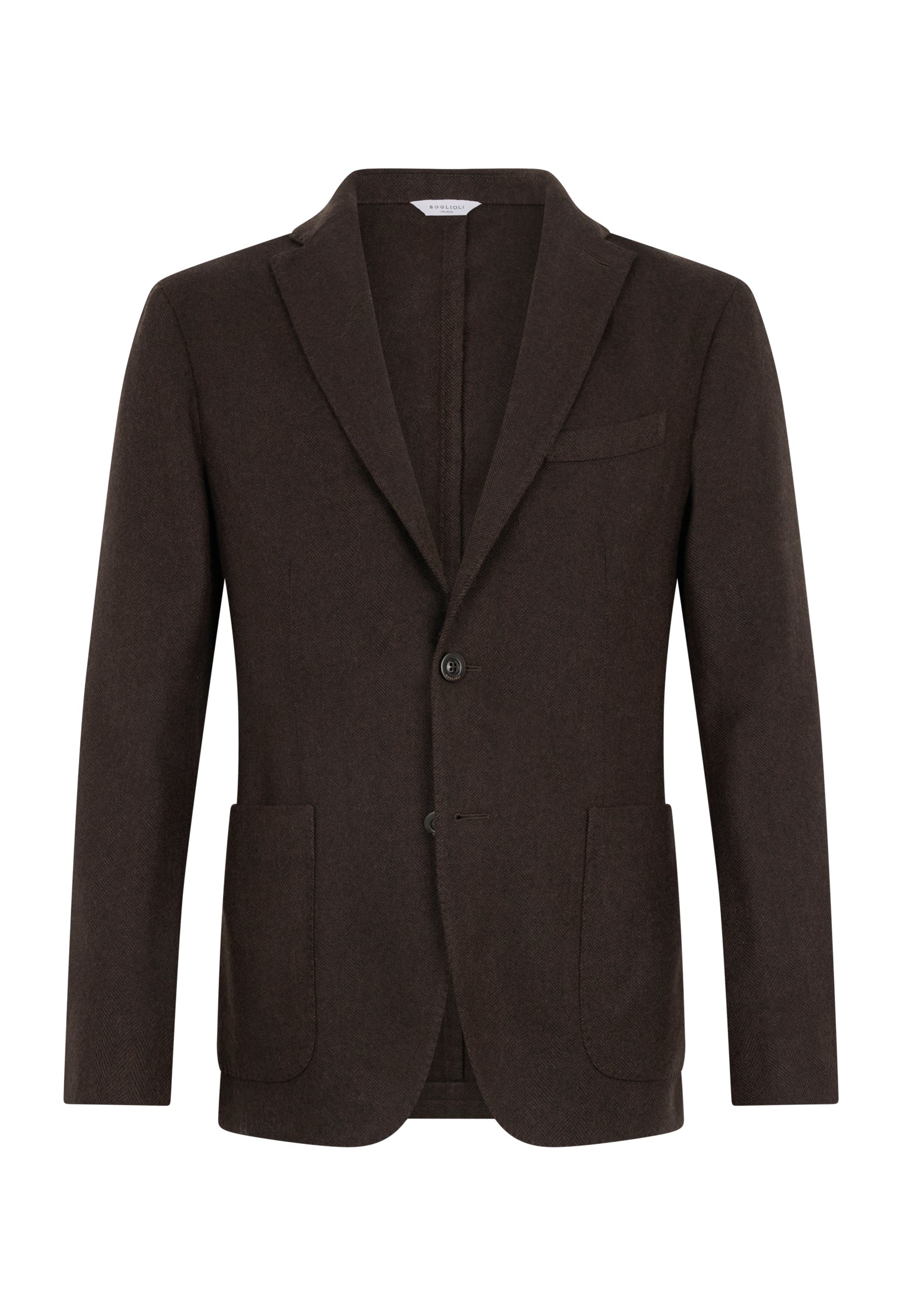 Brown Garment Dyed Wool Herringbone K-Jacket