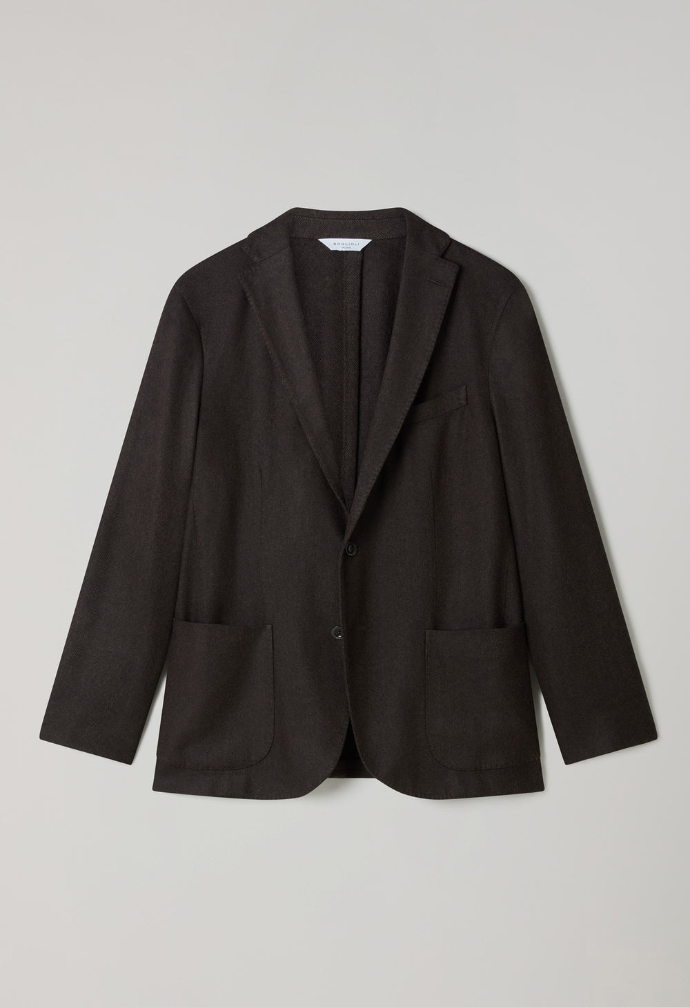 Dark Brown Garment Dyed Wool Herringbone K-Jacket