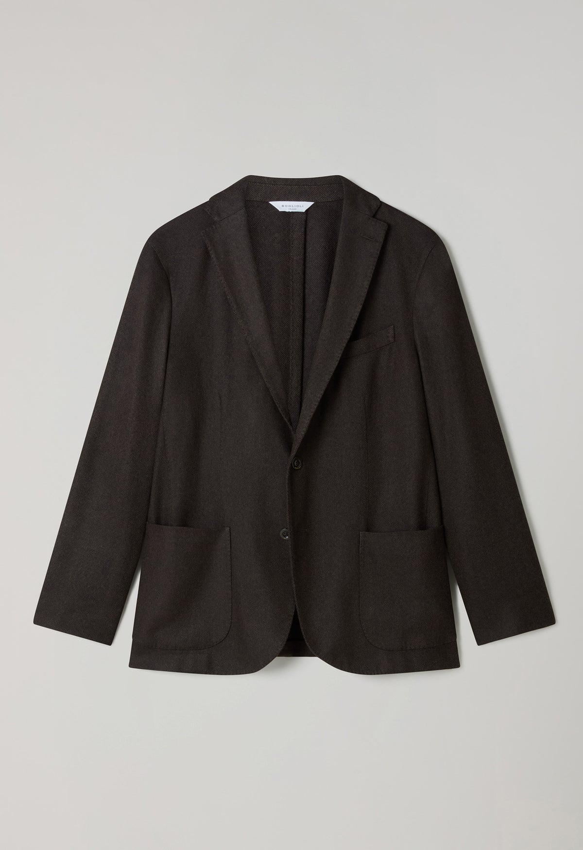 Dark Brown Garment Dyed Wool Herringbone K-Jacket