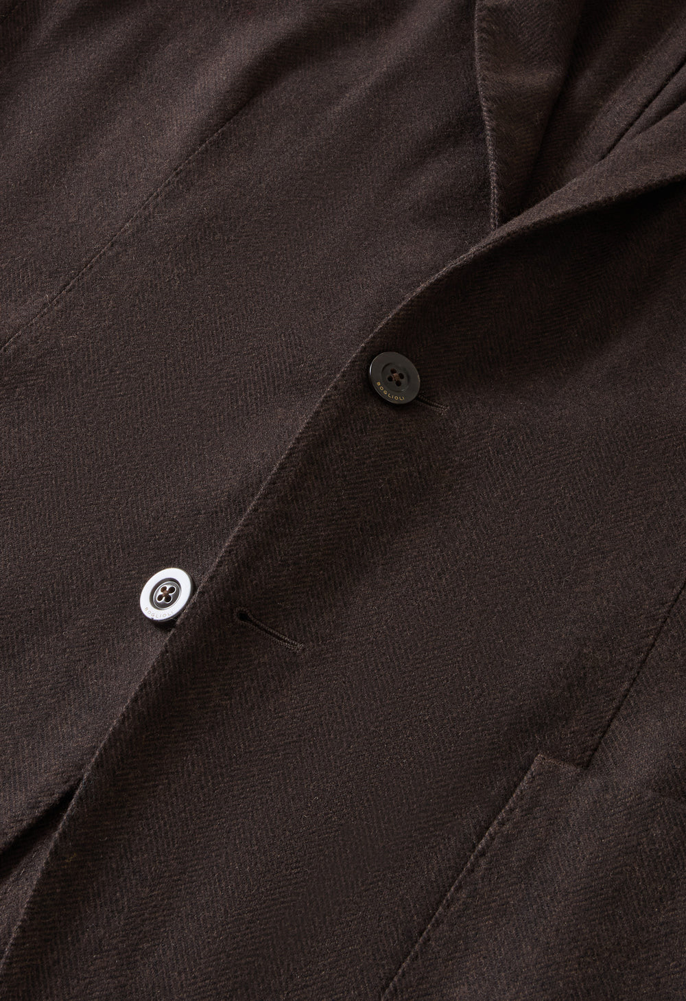 Dark Brown Garment Dyed Wool Herringbone K-Jacket