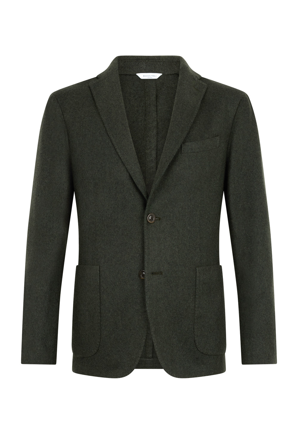 Green Garment Dyed Wool Herringbone K-Jacket