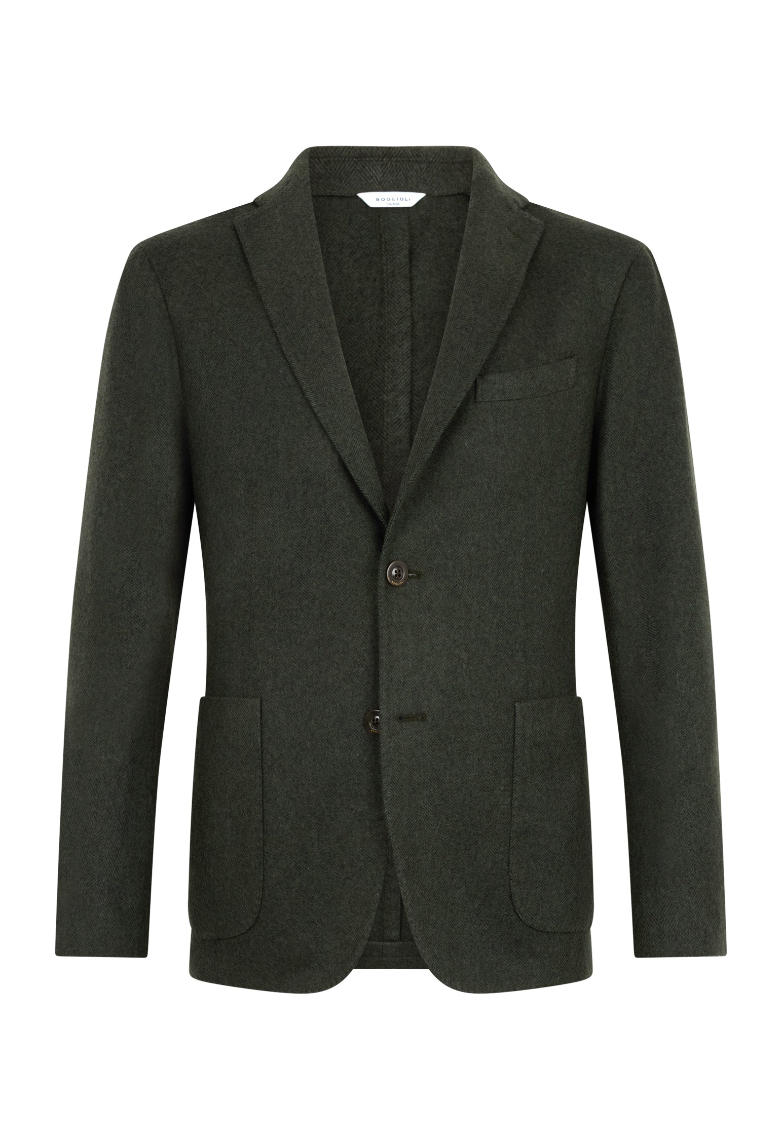 Green Garment Dyed Wool Herringbone K-Jacket