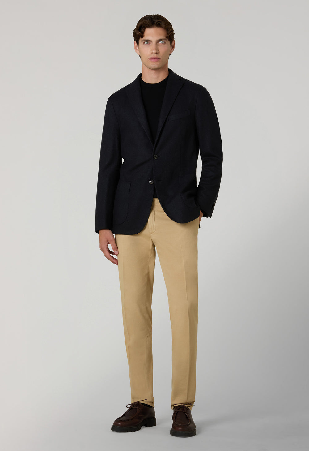 Dark Grey Garment Dyed Wool Herringbone K-Jacket