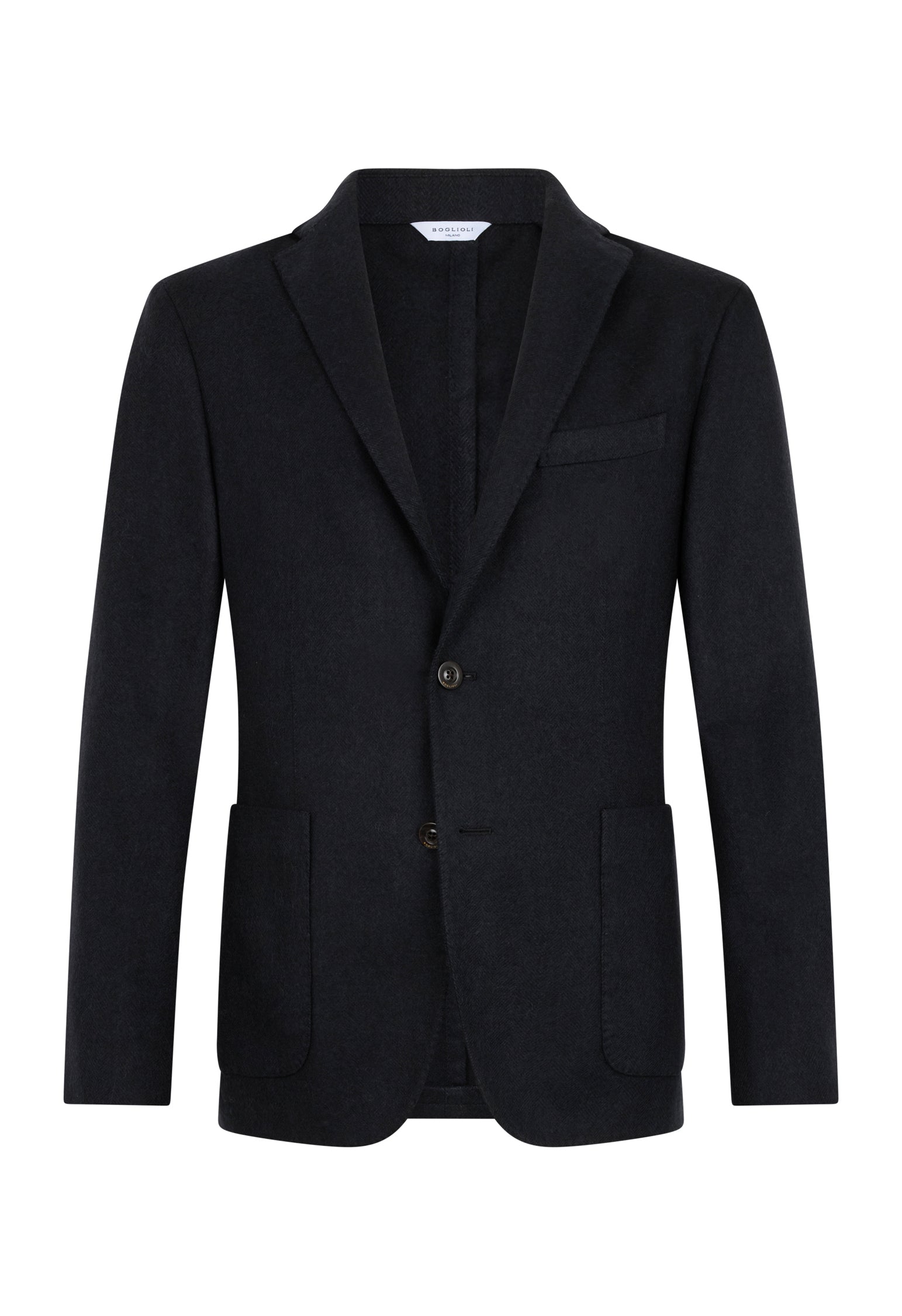 K-Jacket in lana tinta in capo a spina di pesce grigia scura