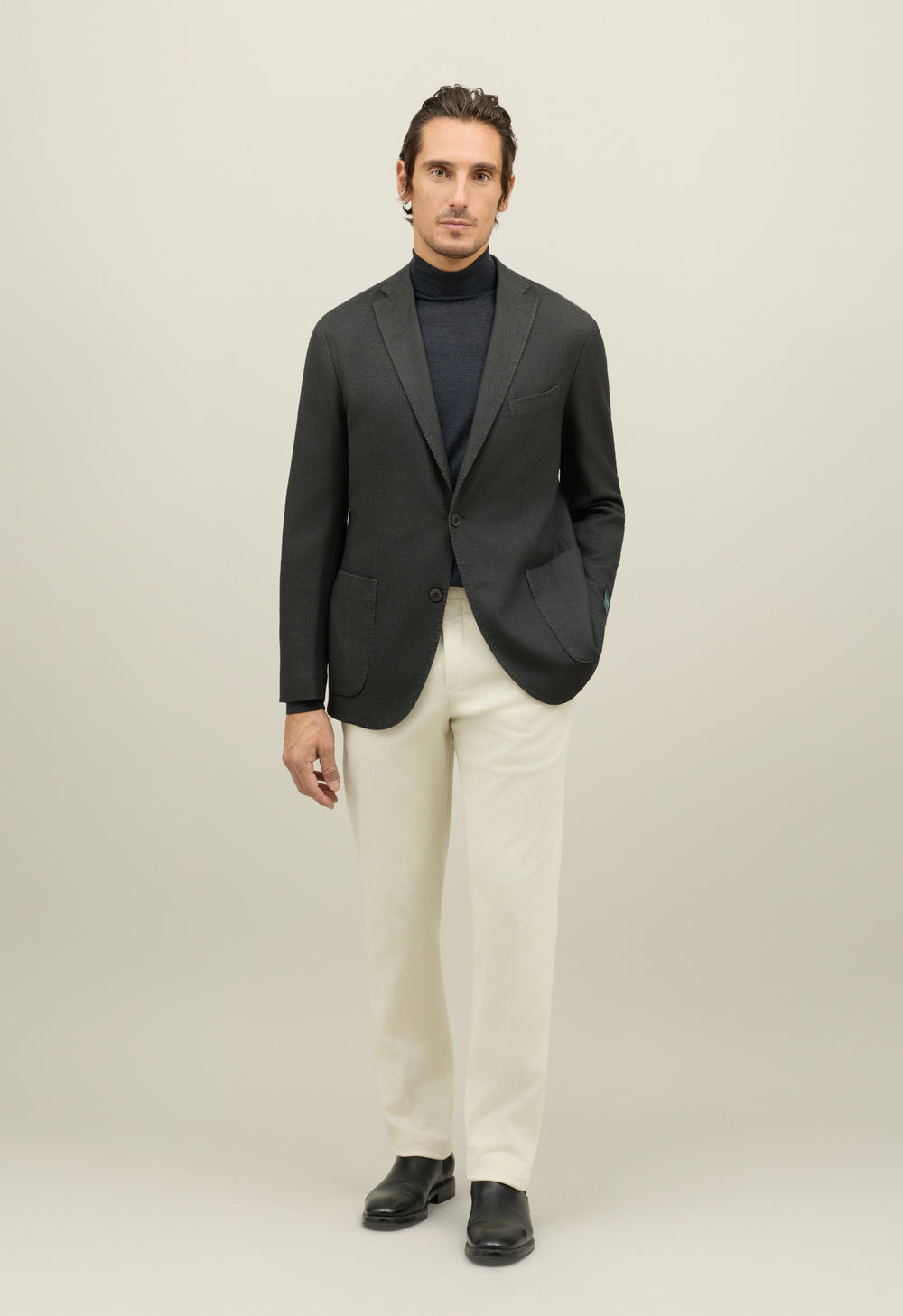 Dark Grey Natural Stretch Honeycomb Wool K-Jacket