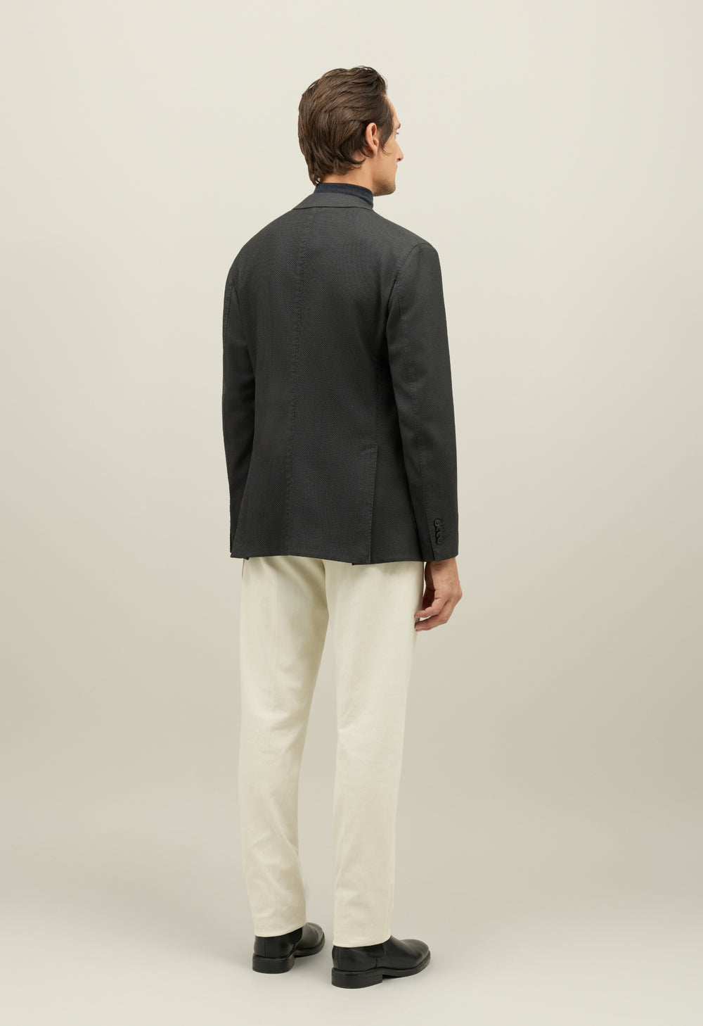 Dark Grey Natural Stretch Honeycomb Wool K-Jacket