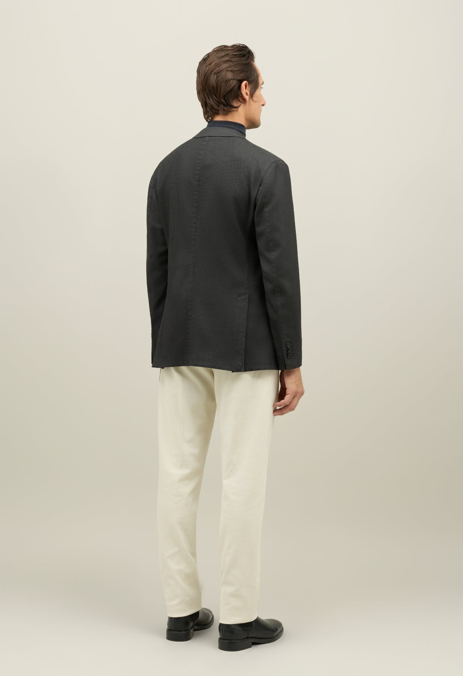 Dark Grey Natural Stretch Honeycomb Wool K-Jacket
