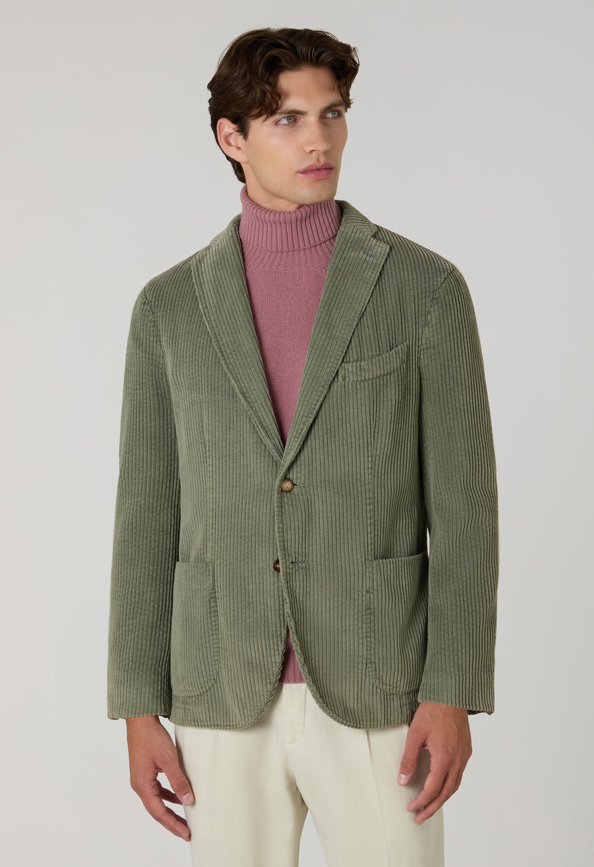 Green Garment Dyed Wide Wale Corduroy K-Jacket