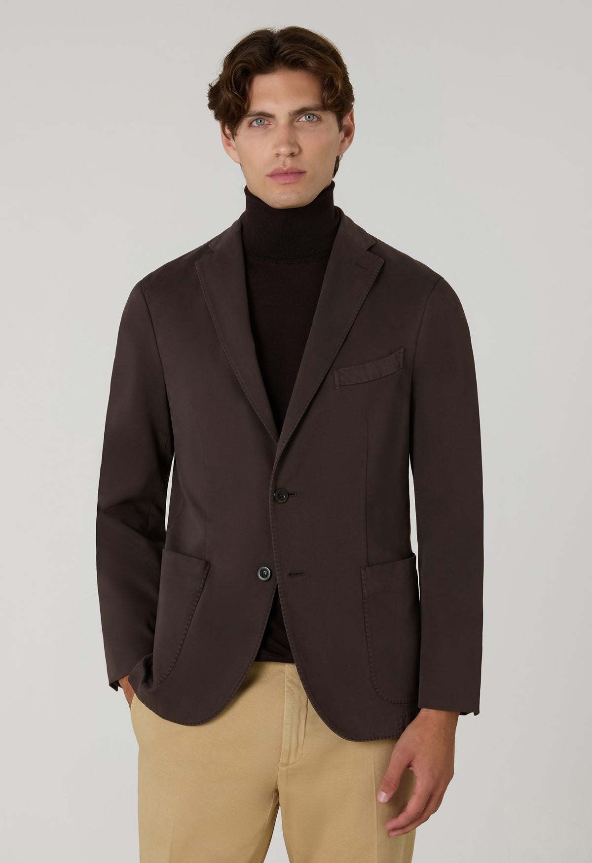 Dark Brown Garment Dyed Soft Cotton K-Jacket