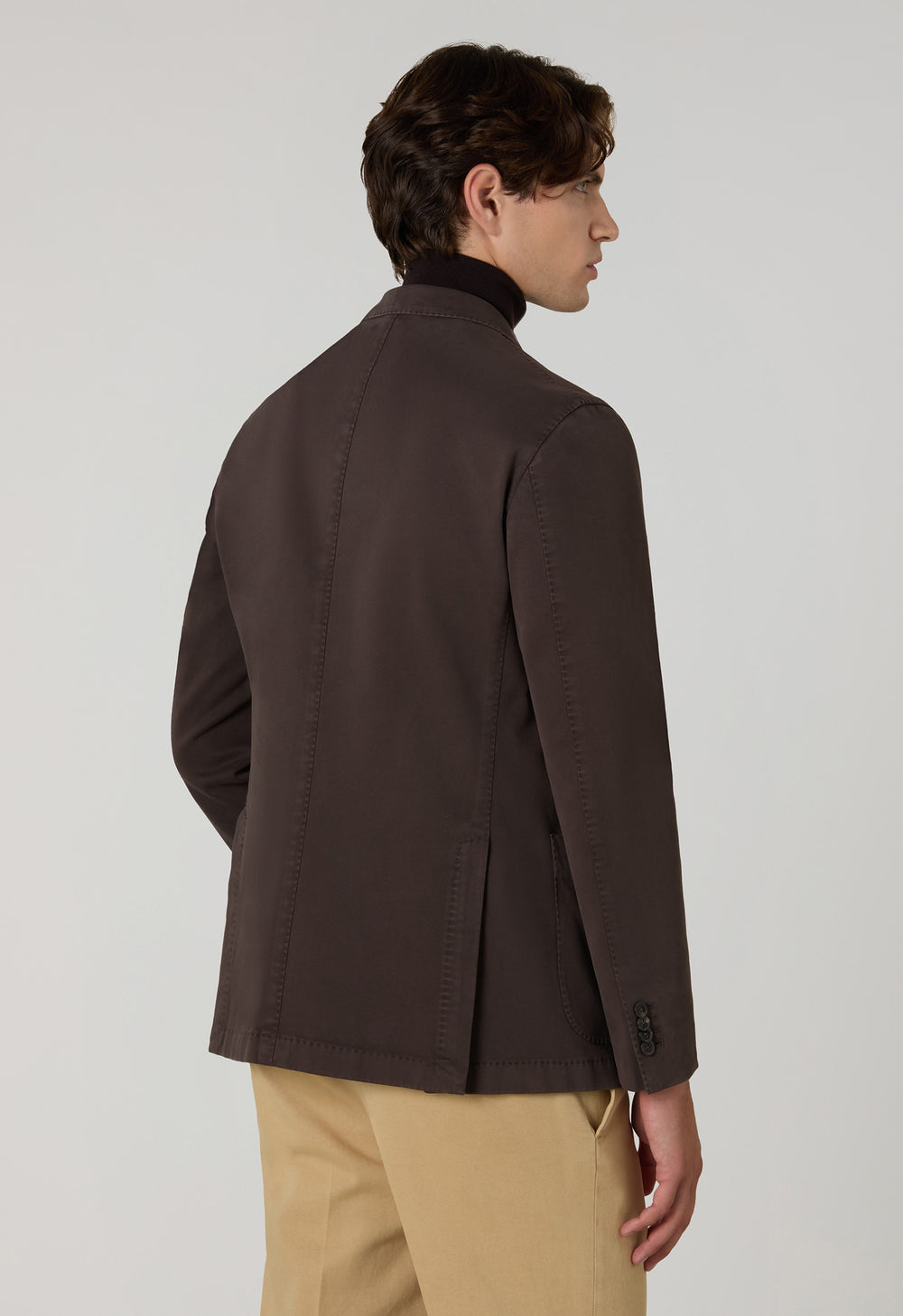 Dark Brown Garment Dyed Soft Cotton K-Jacket