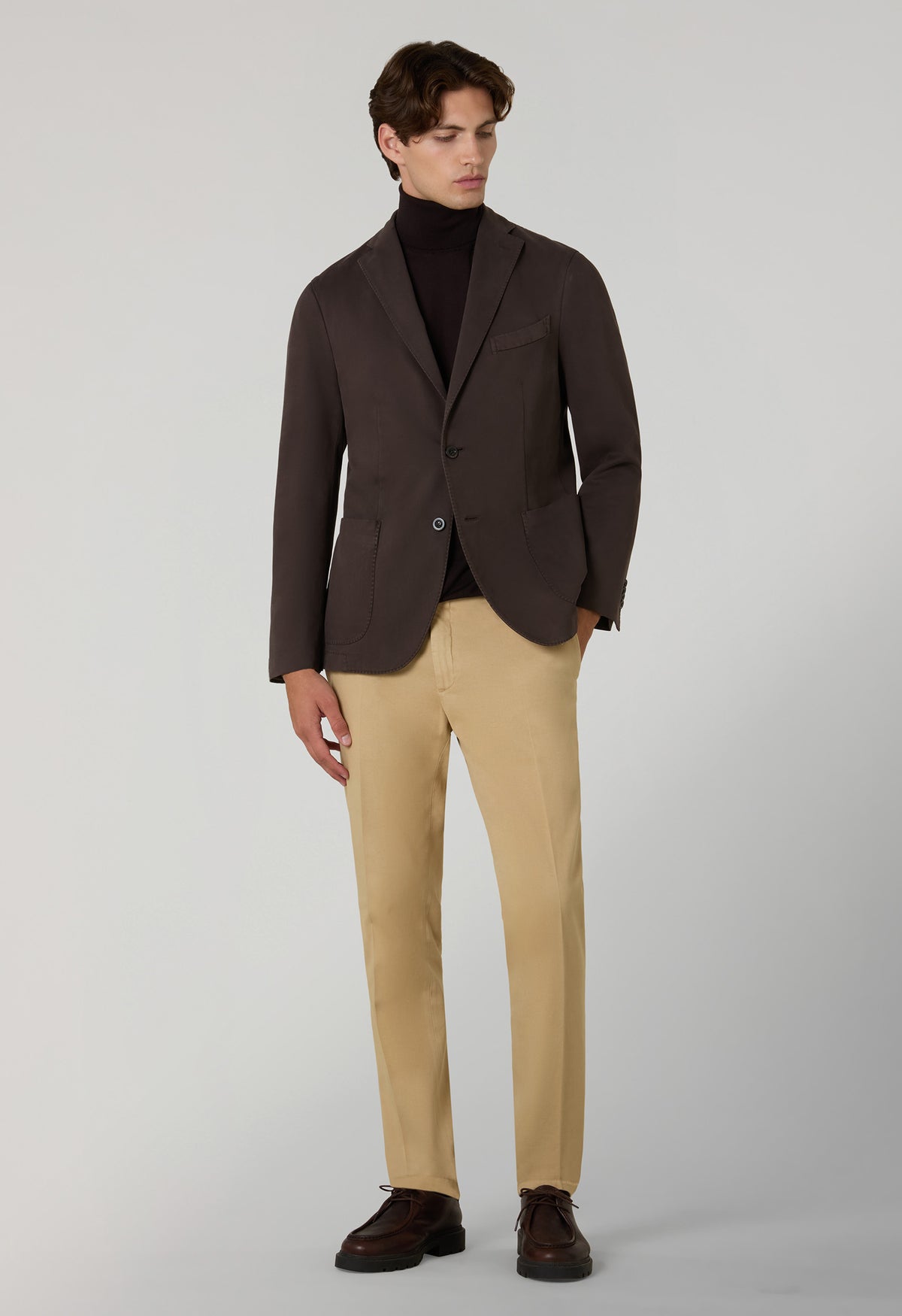 Dark Brown Garment Dyed Soft Cotton K-Jacket