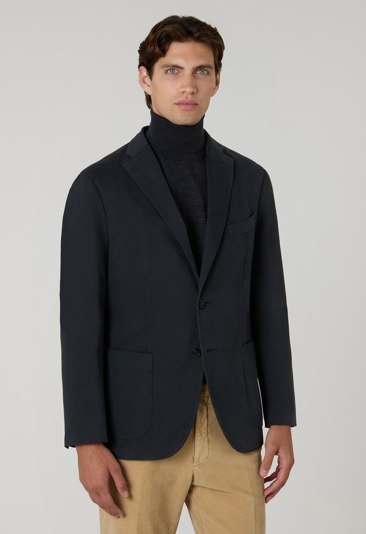 Dark Grey Garment Dyed Soft Cotton K-Jacket