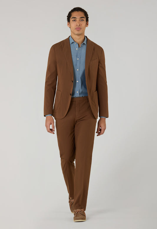 Brown Garment Dyed Popeline Papier K-Suit