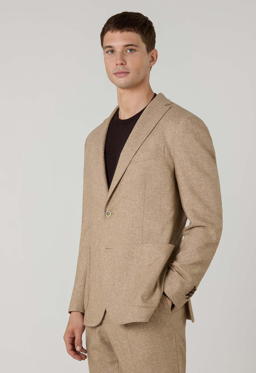 Beige blended Wool Silk K-Suit