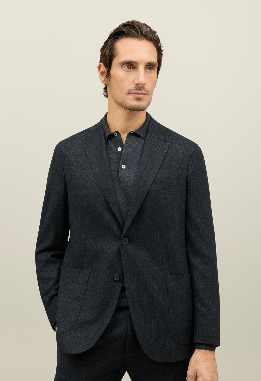 Dark Grey Pinstripe Flannel K-Suit