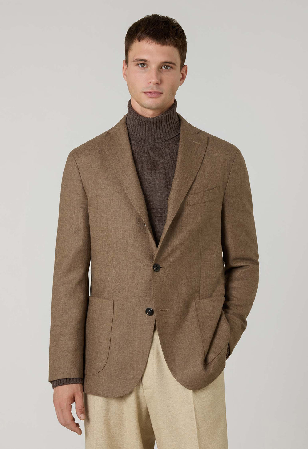 Beige Wool Hopsack K-Jacket