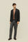 Dark Grey Prince of Wales blended Wool K-Jacket