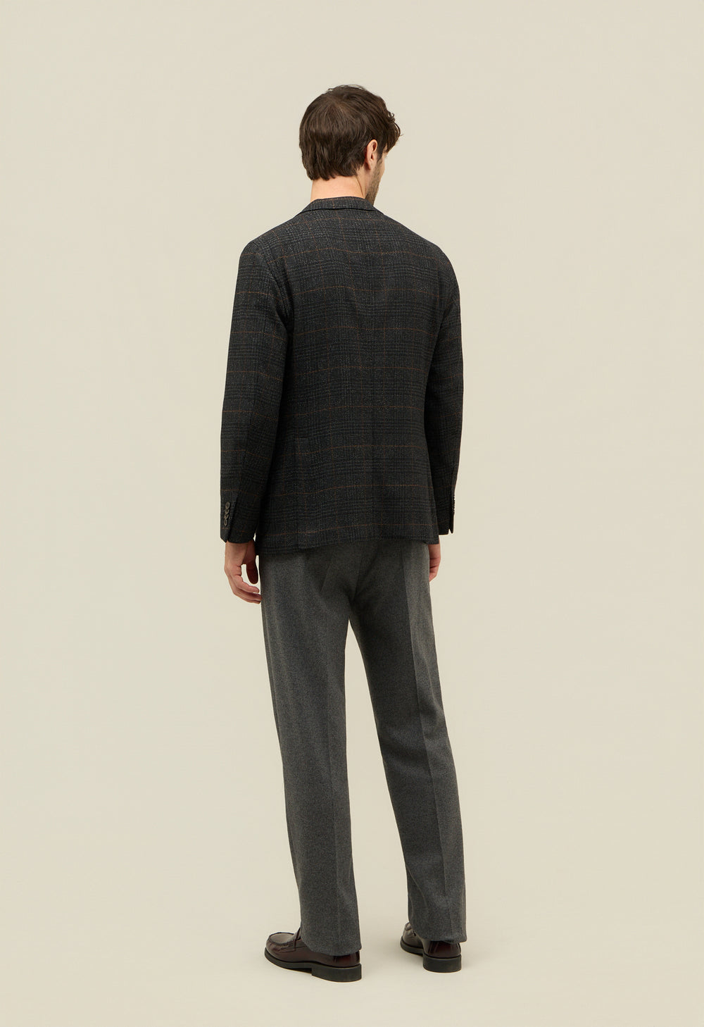 Dark Grey Prince of Wales blended Wool K-Jacket