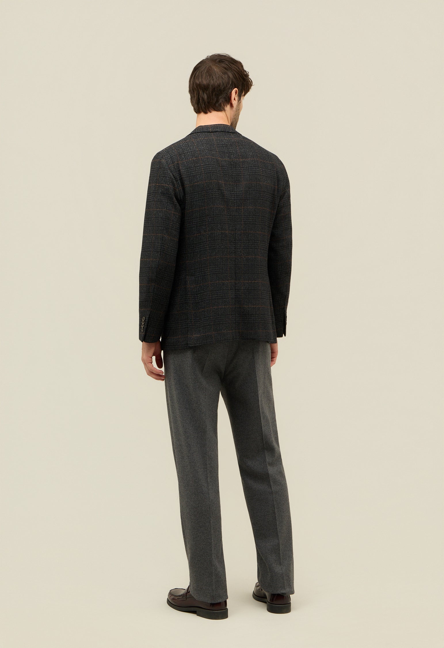 Dark Grey Prince of Wales blended Wool K-Jacket