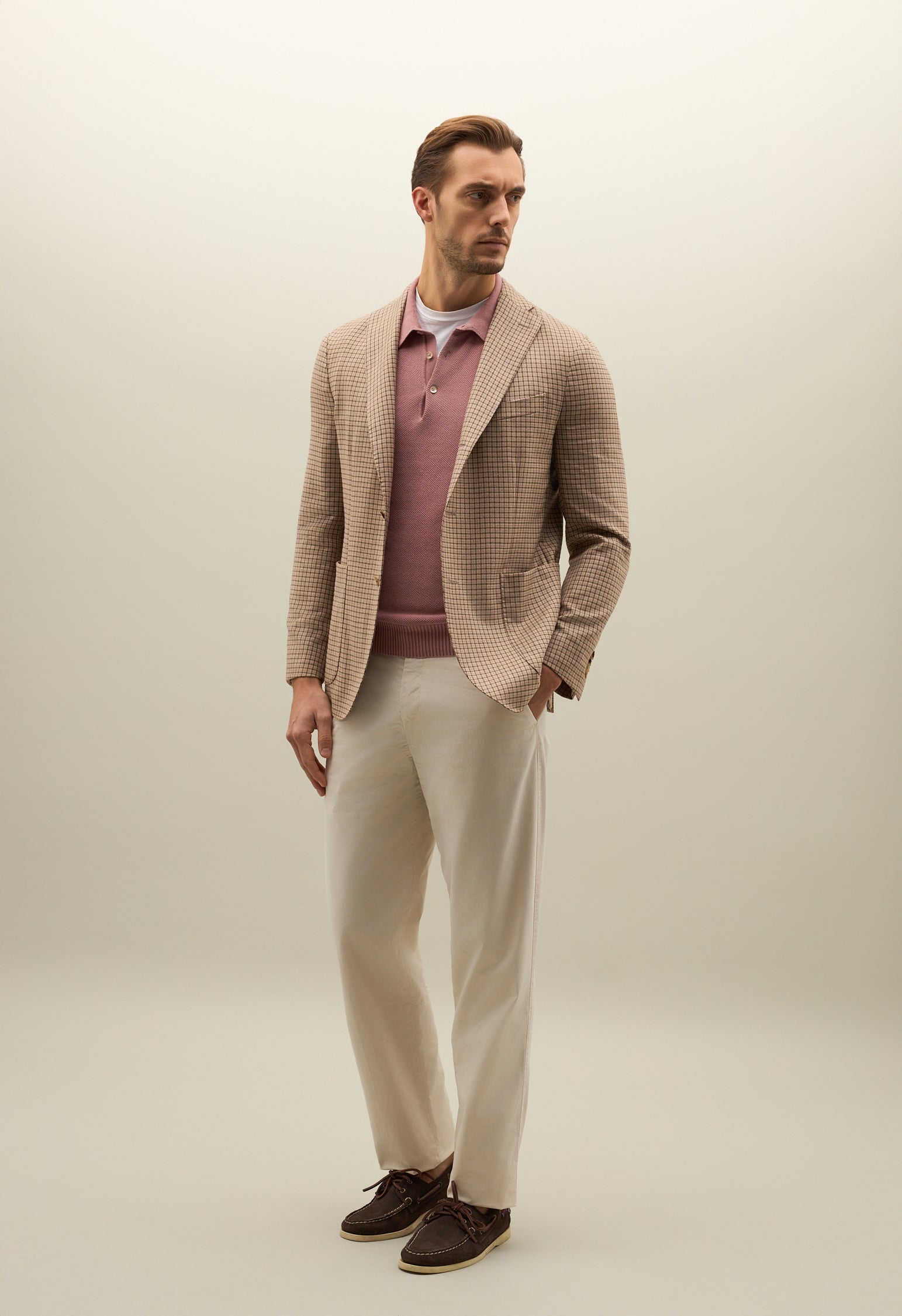 Beige Wool Silk oxford K-Jacket