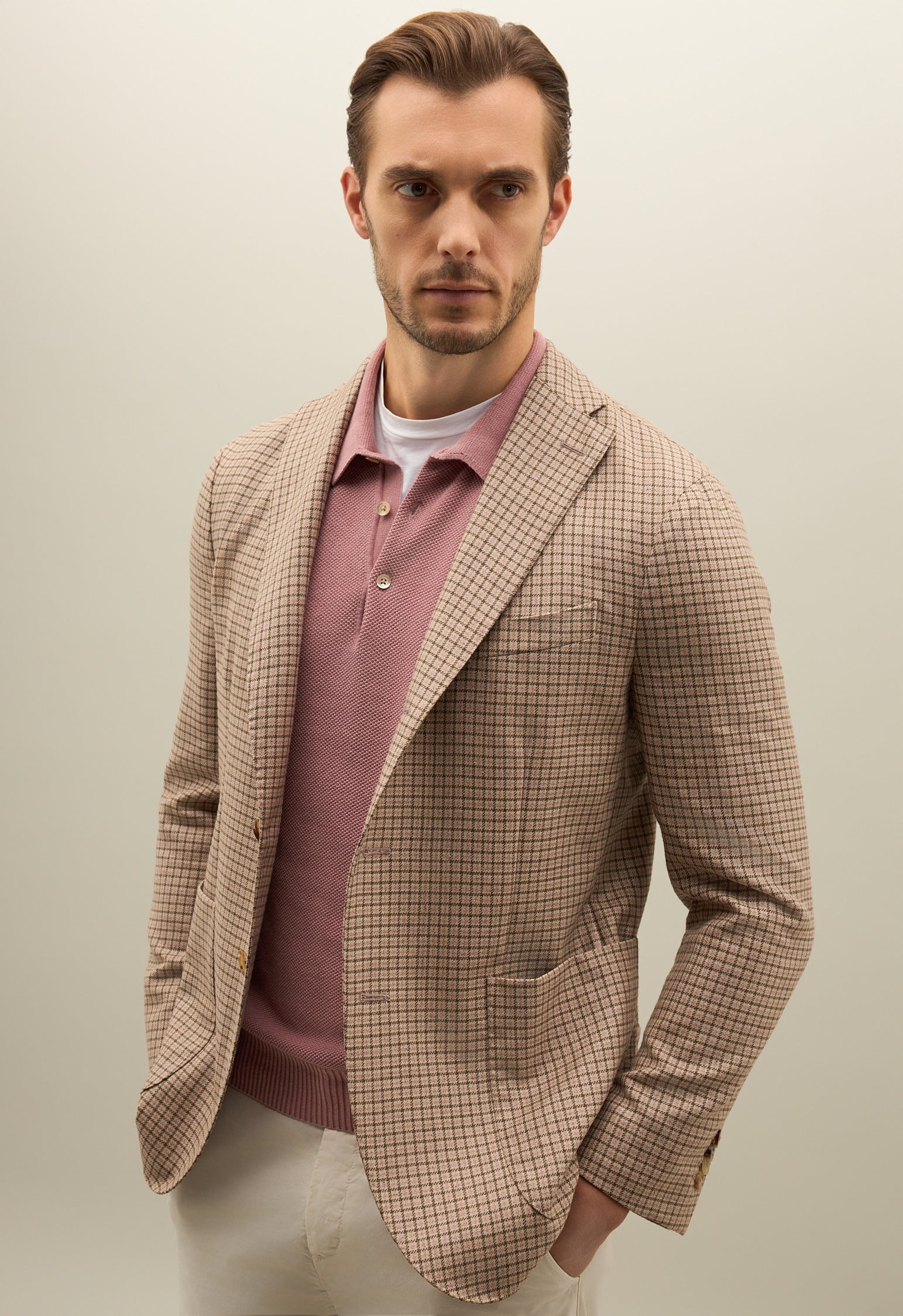 K-Jacket in lana e seta beige