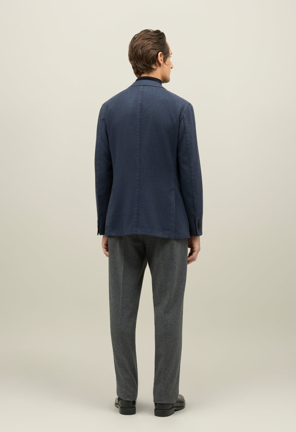 Blue Garment Dyed Cashmere micro-structure K-Jacket 