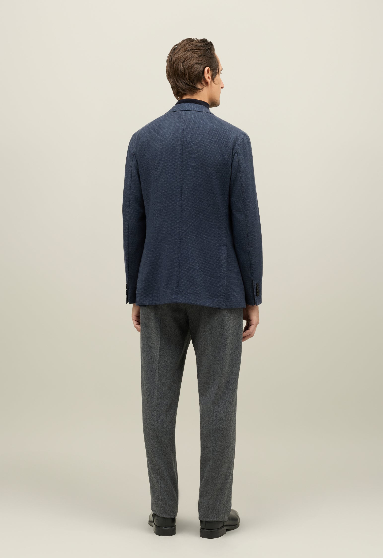 Blue Garment Dyed Cashmere micro-structure K-Jacket 