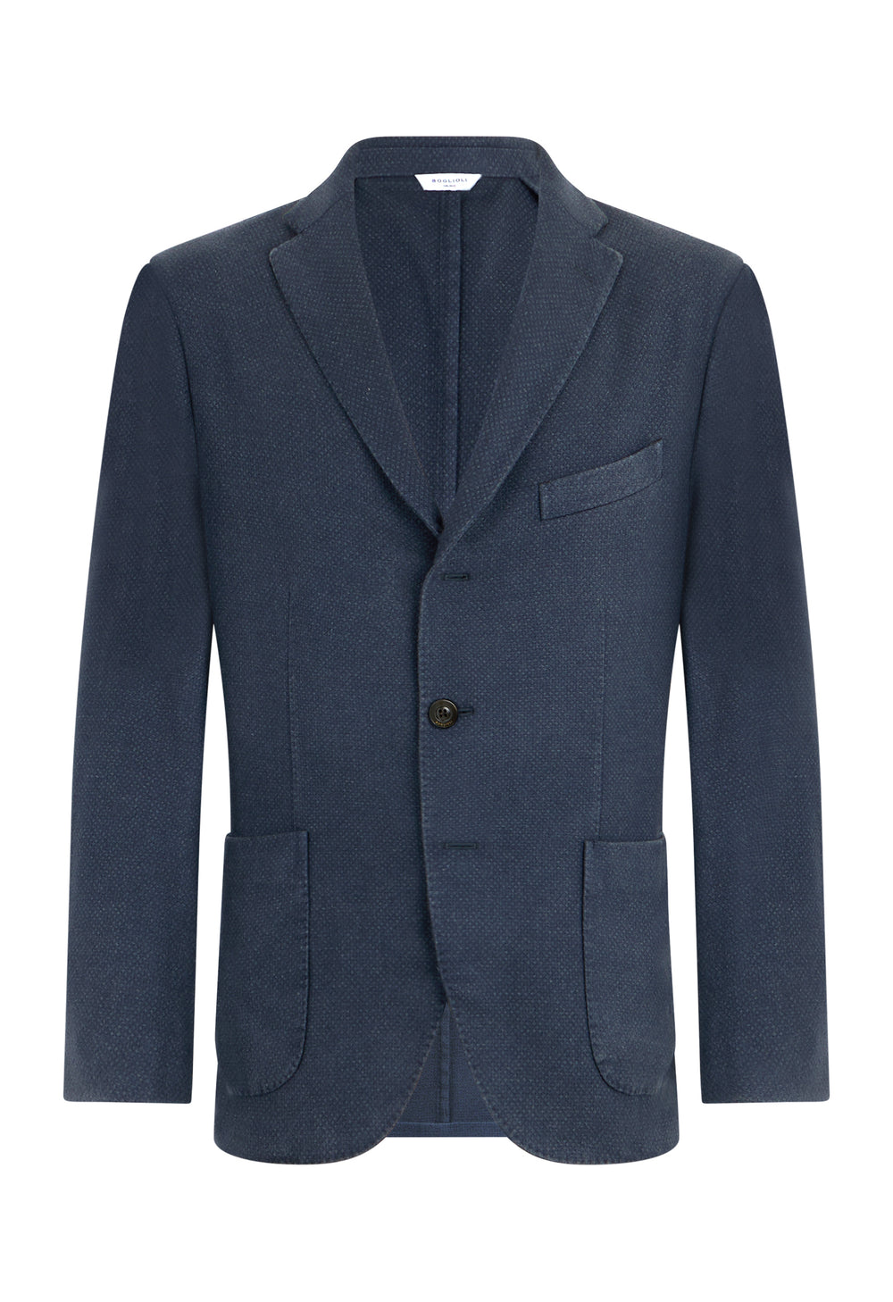 Blue Garment Dyed Cashmere micro-structure K-Jacket 