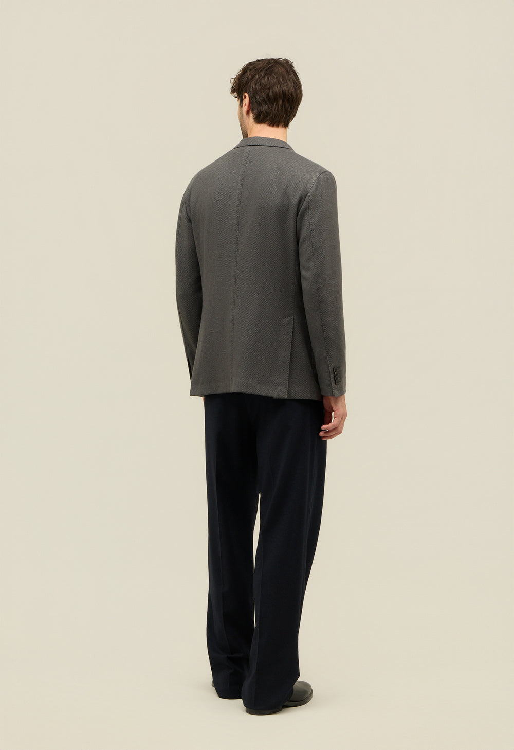 Grey Garment Dyed Cashmere micro-structure K-Jacket 