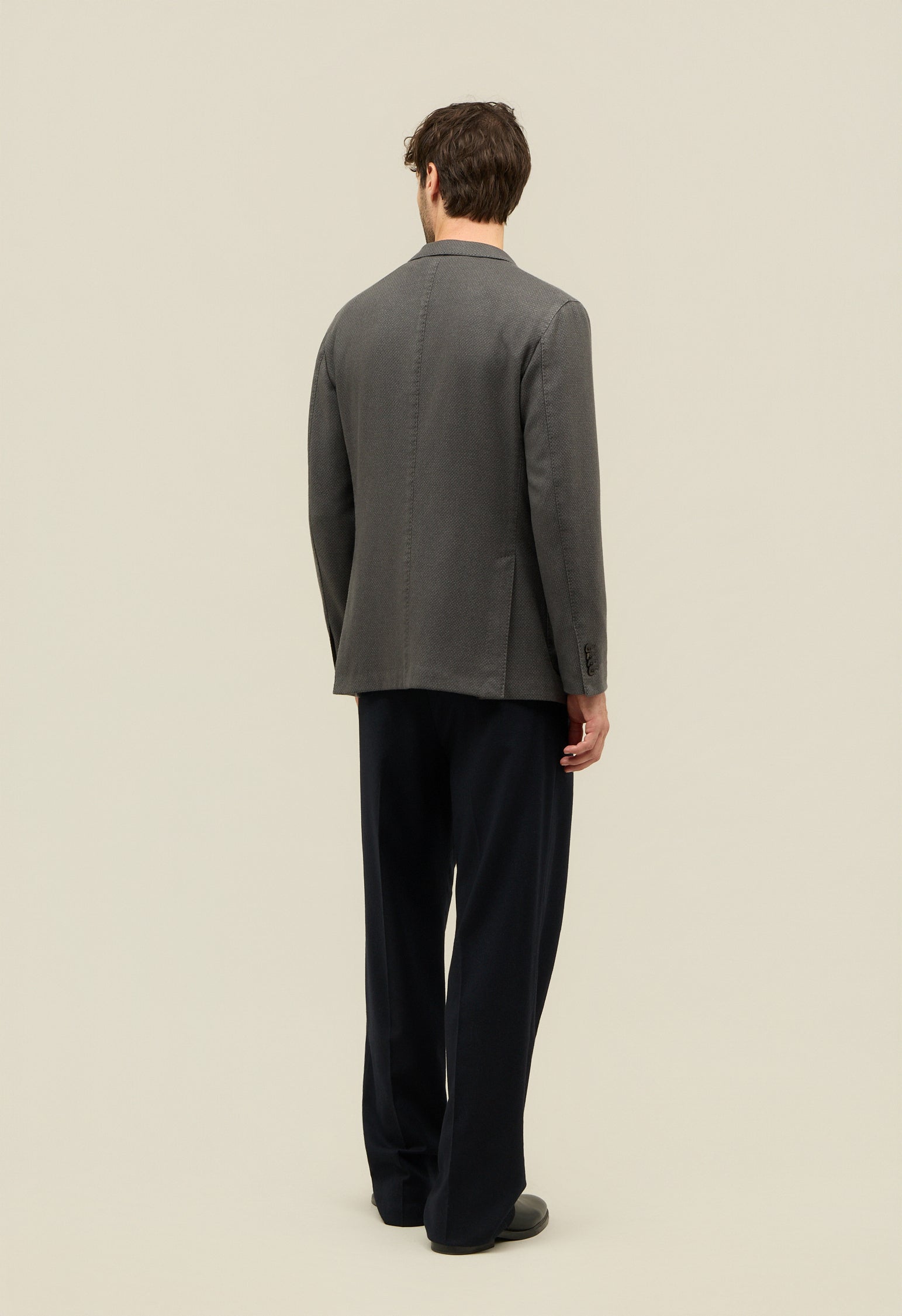 Grey Garment Dyed Cashmere micro-structure K-Jacket 