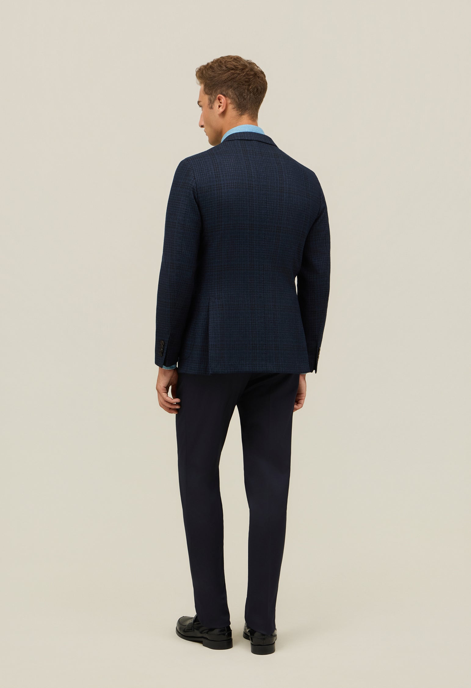 Blue Garment Dyed Wool check K-Jacket 