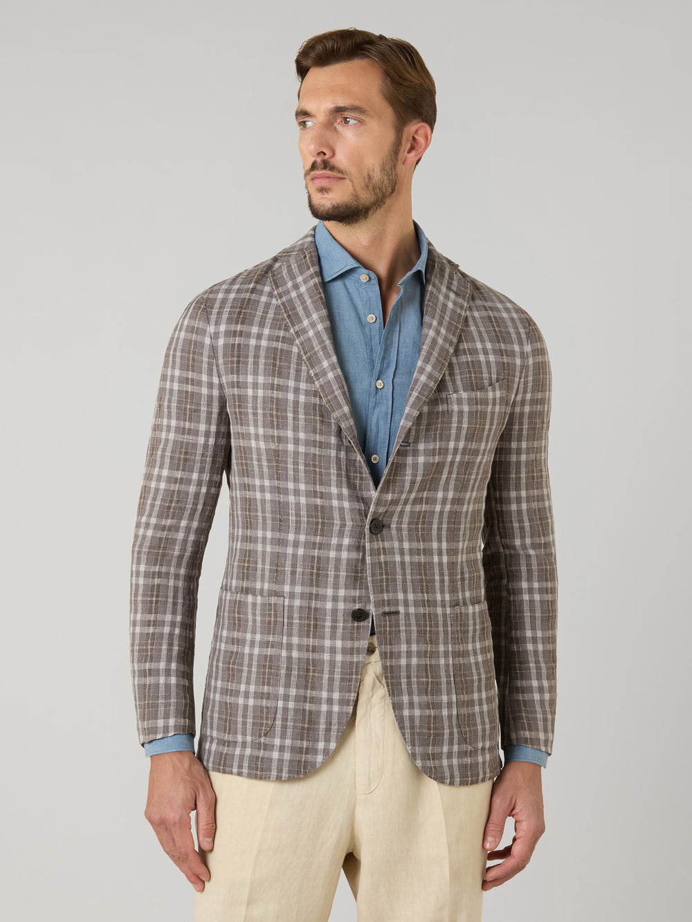 Tartan Wool Linen Silk K-Jacket