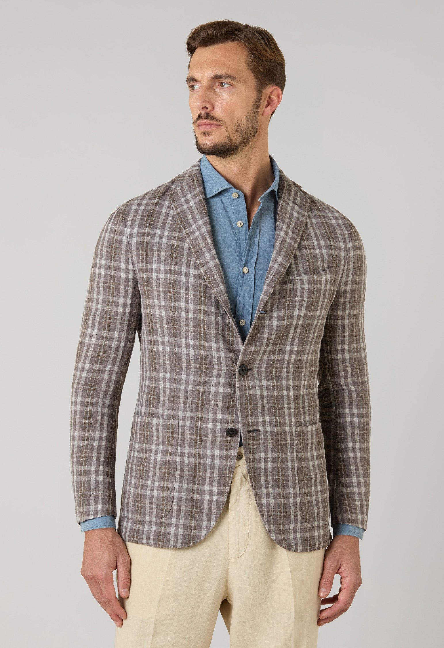 Tartan Wool Linen Silk K-Jacket